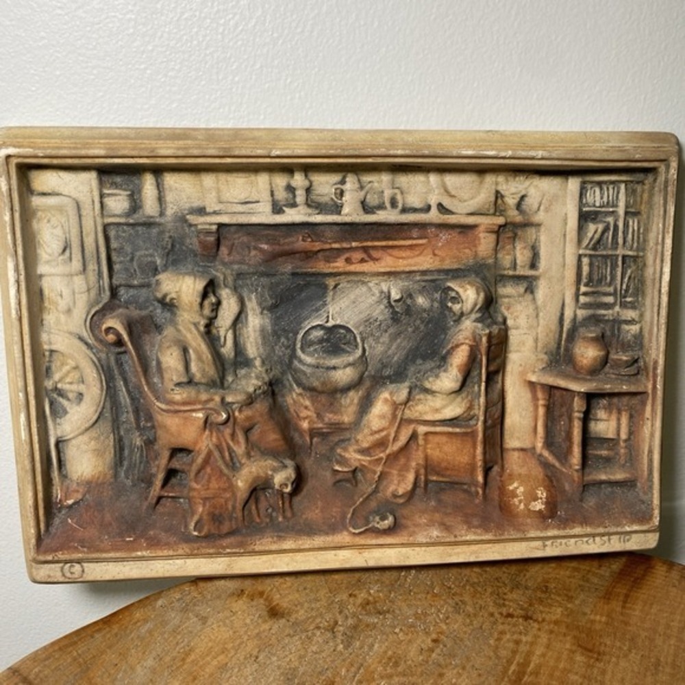 Vintage 3D Molded Wall Plaque Friendship Ceramic‎ - Picture 2 of 7